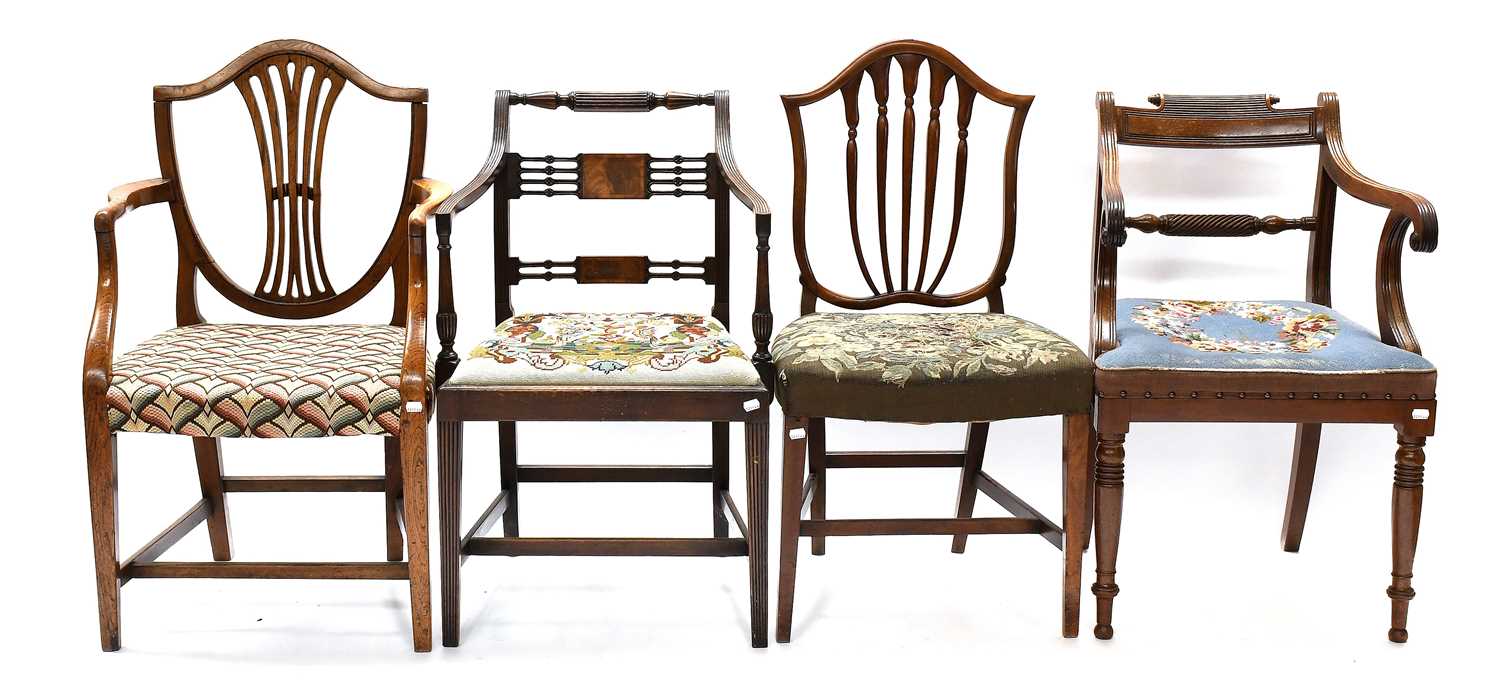Lot 1307 - Four Various 19th Century Dining Chairs,...