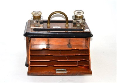 Lot 55 - A Victorian burr walnut standish and combination correspondence box
