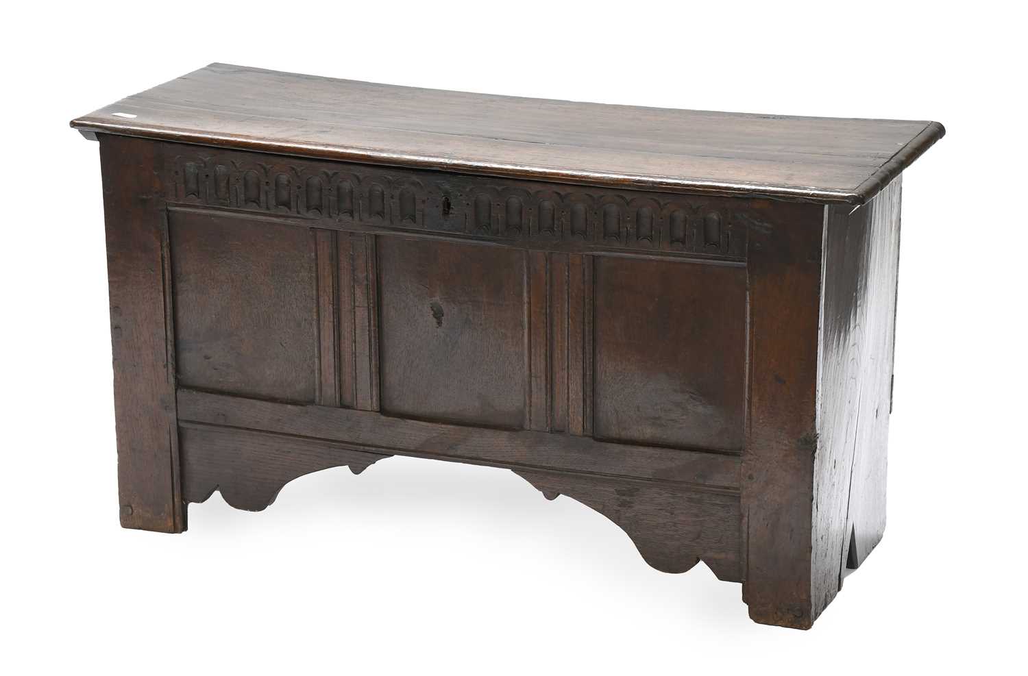 Lot 1296 - Late 17th Century Oak Six Plank Coffer,...