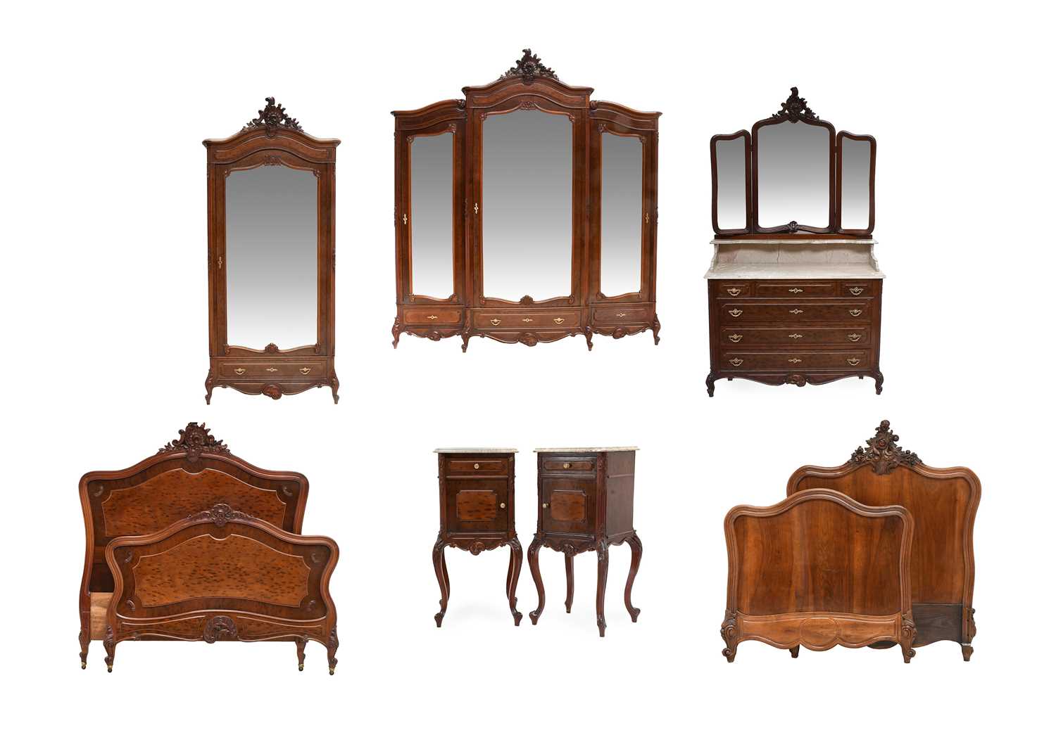 Lot 530 - A French Louis XV-Style Plum Pudding Mahogany...