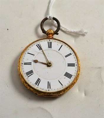 Lot 75 - A lady's fob watch, case stamped 18k