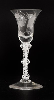 Lot 361 - A Jacobite Wine Glass, circa 1760, the bell...