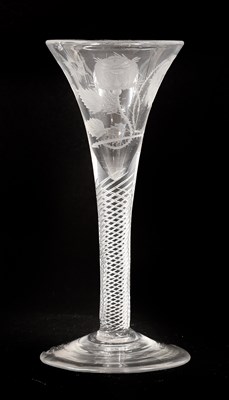 Lot 360 - A Jacobite Wine Glass, circa 1750, the drawn...