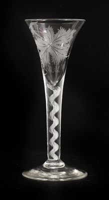 Lot 359 - A Wine Glass, circa 1750, the drawn trumpet...