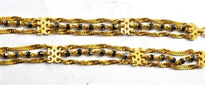 Lot 96 - Two haematite set 22ct gold fancy bracelets