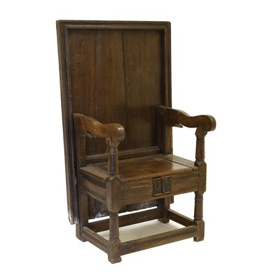 Lot 429 - A Joined Oak Chair-Table, mid 17th century,...