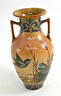 Lot 115 - A Doulton Lambeth stoneware vase decorated with birds