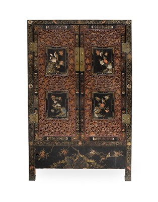 Lot 238 - A Chinese Gilt and Polychromed Black Lacquer...