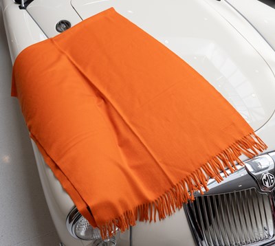 Lot 1038 - Hermés Orange Cashmere Shawl, embroidered with...