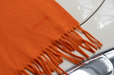 Lot 1038 - Hermés Orange Cashmere Shawl, embroidered with...