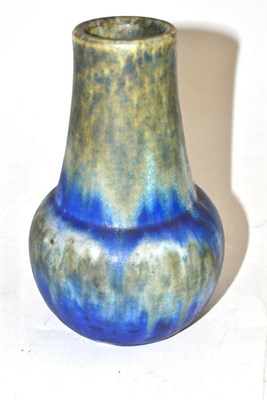 Lot 122 - A Ruskin squat vase, with traces of crystaline glaze, impressed marks to base