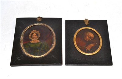 Lot 128 - Two oil miniatures on wood