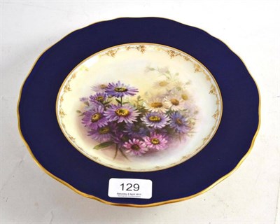 Lot 129 - Royal Worcester comport, painted by R Sebright with flowers