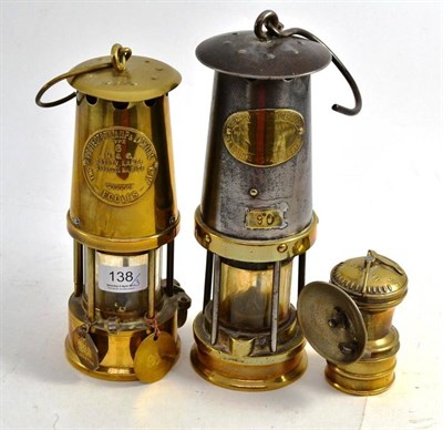 Lot 138 - Two minor's lamps and an engineer's lamp (3)