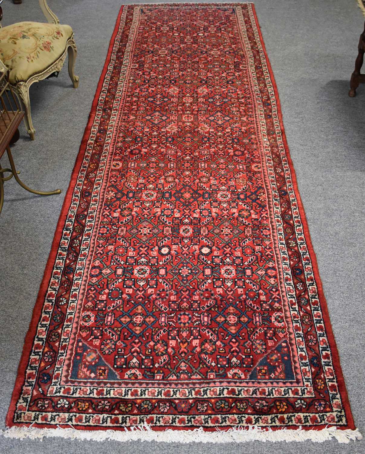Lot 1262 - Hamadan Long Rug, the blood red Herati