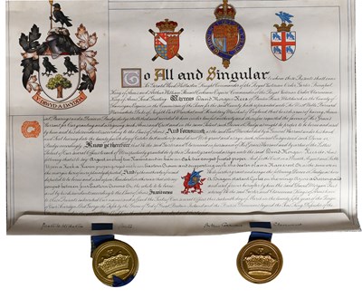 Lot 124 - Grant of Arms. Grant of Arms to David Morgan...