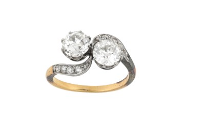 Lot 2058 - A Diamond Two Stone Twist Ring the old cut...