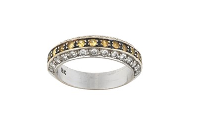 Lot 2403 - A Yellow Sapphire and Diamond Half Hoop Ring a...