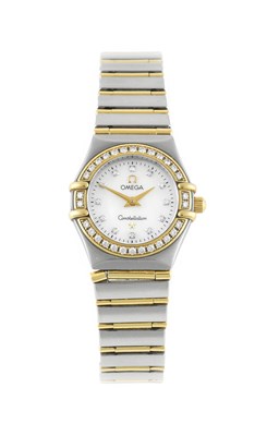 Lot 2283 - Omega: A Lady's Steel and Gold Diamond Set...