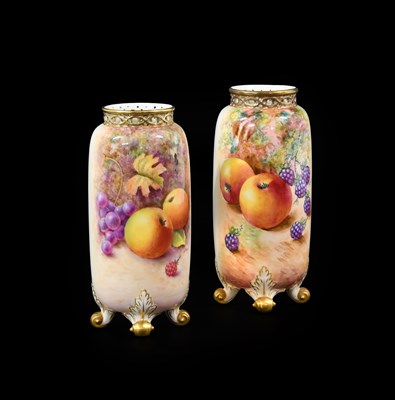 Lot 324 - A Pair of Royal Worcester Porcelain Vases, by...