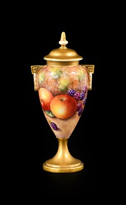 Lot 320 - A Royal Worcester Porcelain Vase and Cover, by...