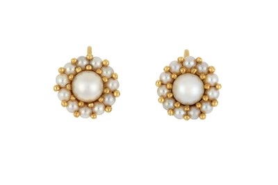 Lot 2467 - A Pair of Cultured Pearl Cluster Earrings the...