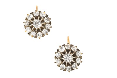 Lot 2051 - A Pair of Diamond Cluster Earrings the central...