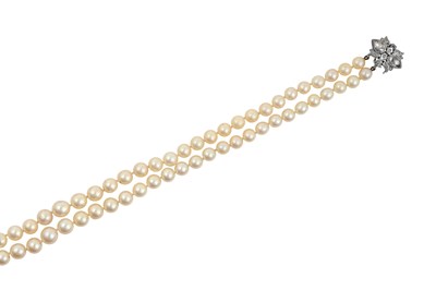 Lot 2438 - A Two Row Cultured Pearl Necklace, with A...