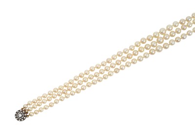 Lot 2432 - A Triple Row Cultured Pearl Necklace with A...