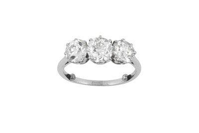 Lot 2079 - A Diamond Three Stone Ring the graduated old...