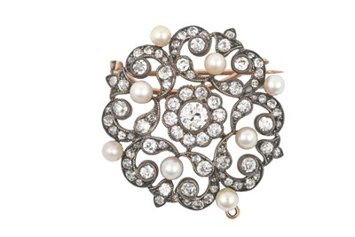 Lot 2116 - A Diamond and Pearl Brooch, circa 1900 the...