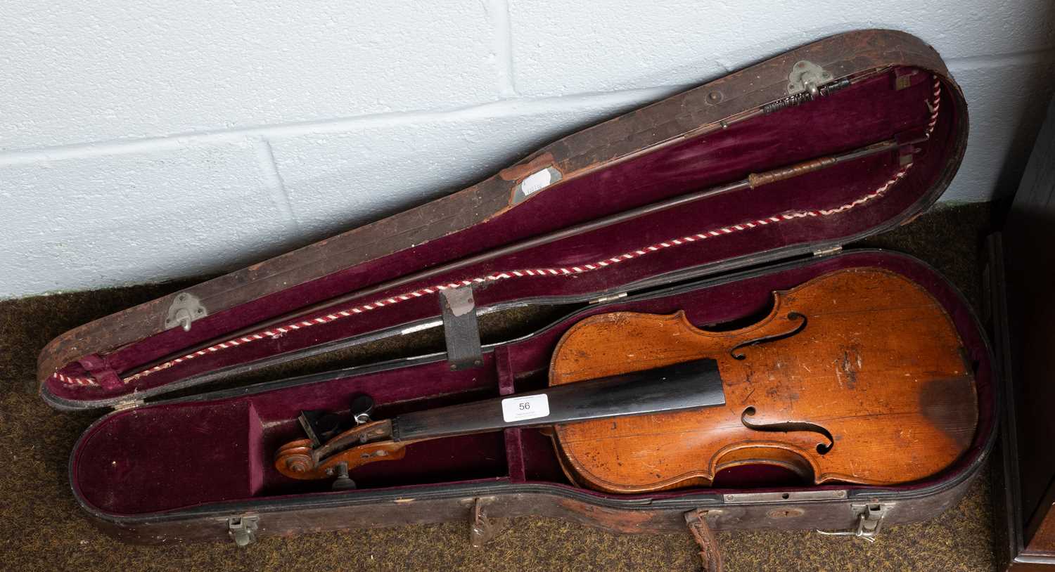 Lot 56 - A Violin, the one piece back stamped DUKE,...