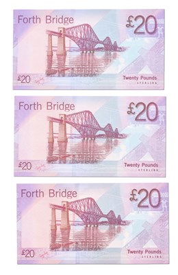 Lot 355 - 3x Bank of Scotland, Twenty Pounds, AA first...