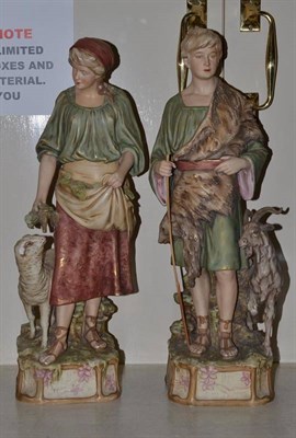 Lot 169 - A large pair of Royal Dux porcelain figures of a shepherd and shepherdess, models 1115 and 1116