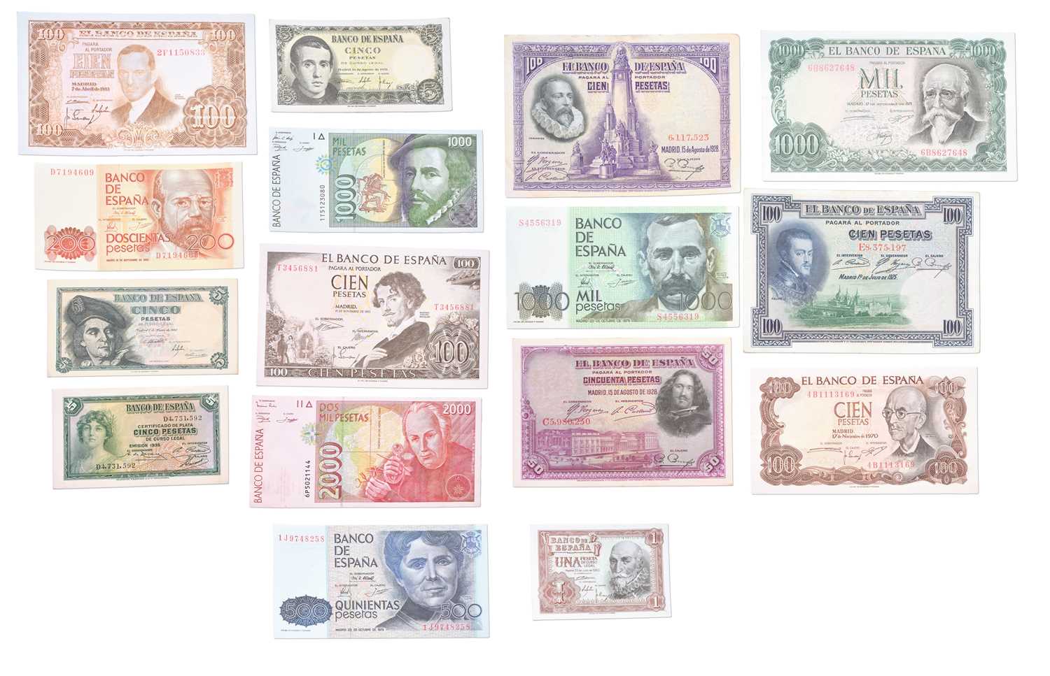 Lot 368 - Spain, Assorted Banknotes, 16 in total,