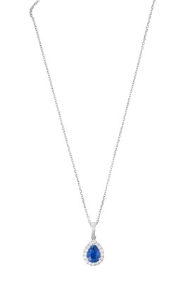 Lot 2072 - An 18 Carat White Gold Sapphire and Diamond...