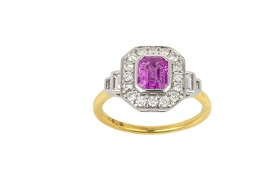 Lot 2047 - An 18 Carat Gold Art Deco Style Pink Sapphire...