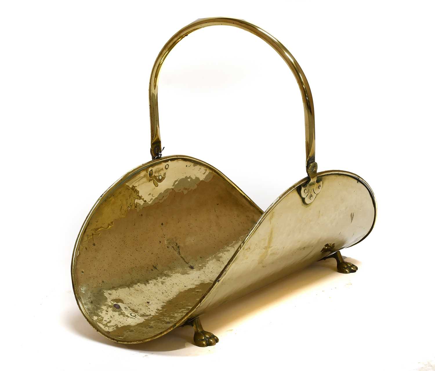 Lot 380 - A Victorian Brass Log Carrier, of dished oval...