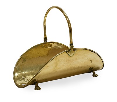 Lot 380 - A Victorian Brass Log Carrier, of dished oval...