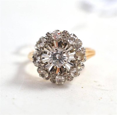 Lot 199 - A white sapphire cluster ring, stamped '750'