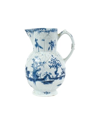 Lot 300 - A Lowestoft Porcelain Leaf-Moulded Jug, circa...
