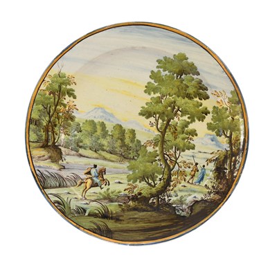 Lot 335 - A Castelli Maiolica Plate, 18th century, in...