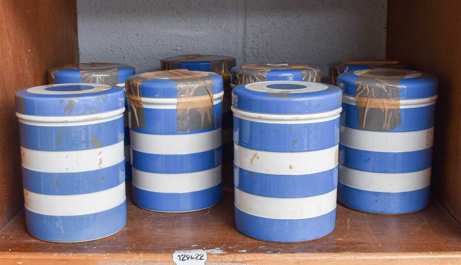 Lot 52 - T G Green Cornish Ware, eight blue banded...