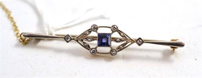 Lot 207 - A sapphire and diamond bar brooch