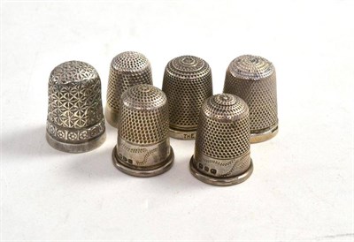 Lot 211 - Six silver thimbles (6)