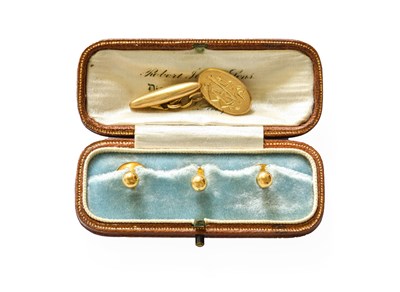 Lot 289 - Three 18 Carat Gold Dress Studs, in a fitted...