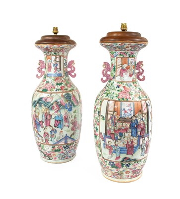 Lot 145 - A Pair of Cantonese Porcelain Vases, mid 19th...