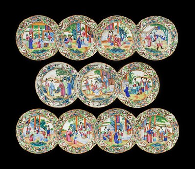 Lot 81 - A Set of Nine Cantonese Porcelain Plates,...