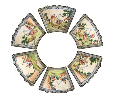 Lot 187 - A Set of Six Canton Enamel Sweetmeat Dishes,...