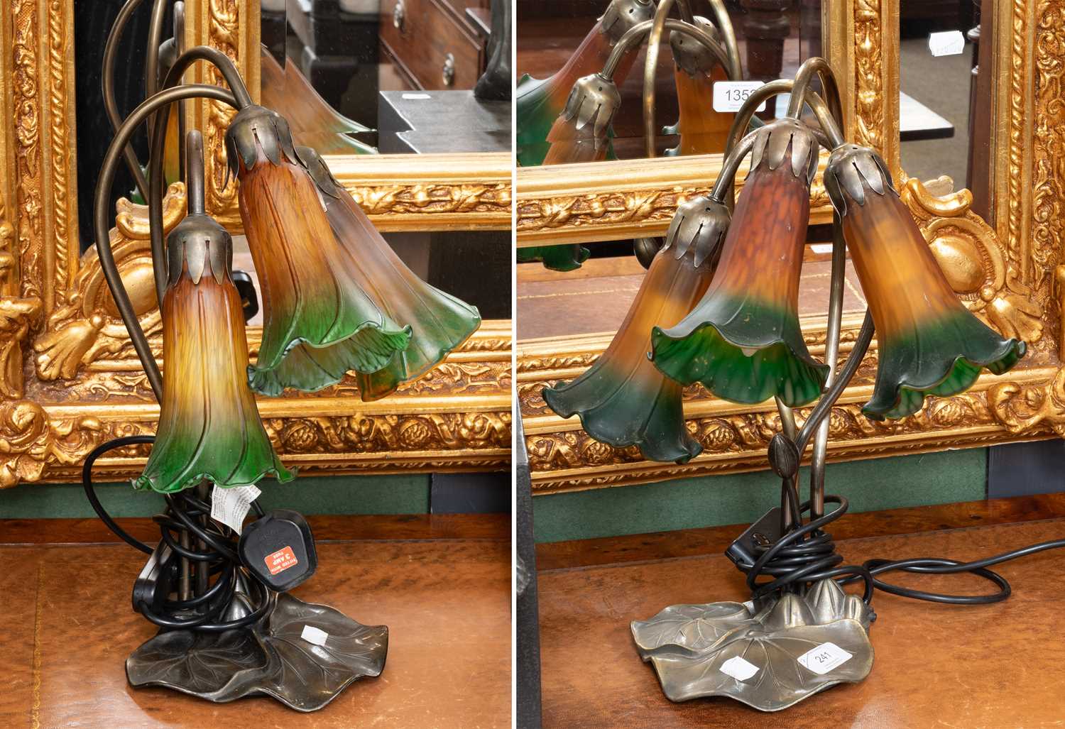 Lot 241 - A Pair of Tiffany Style Table lamps, in the...